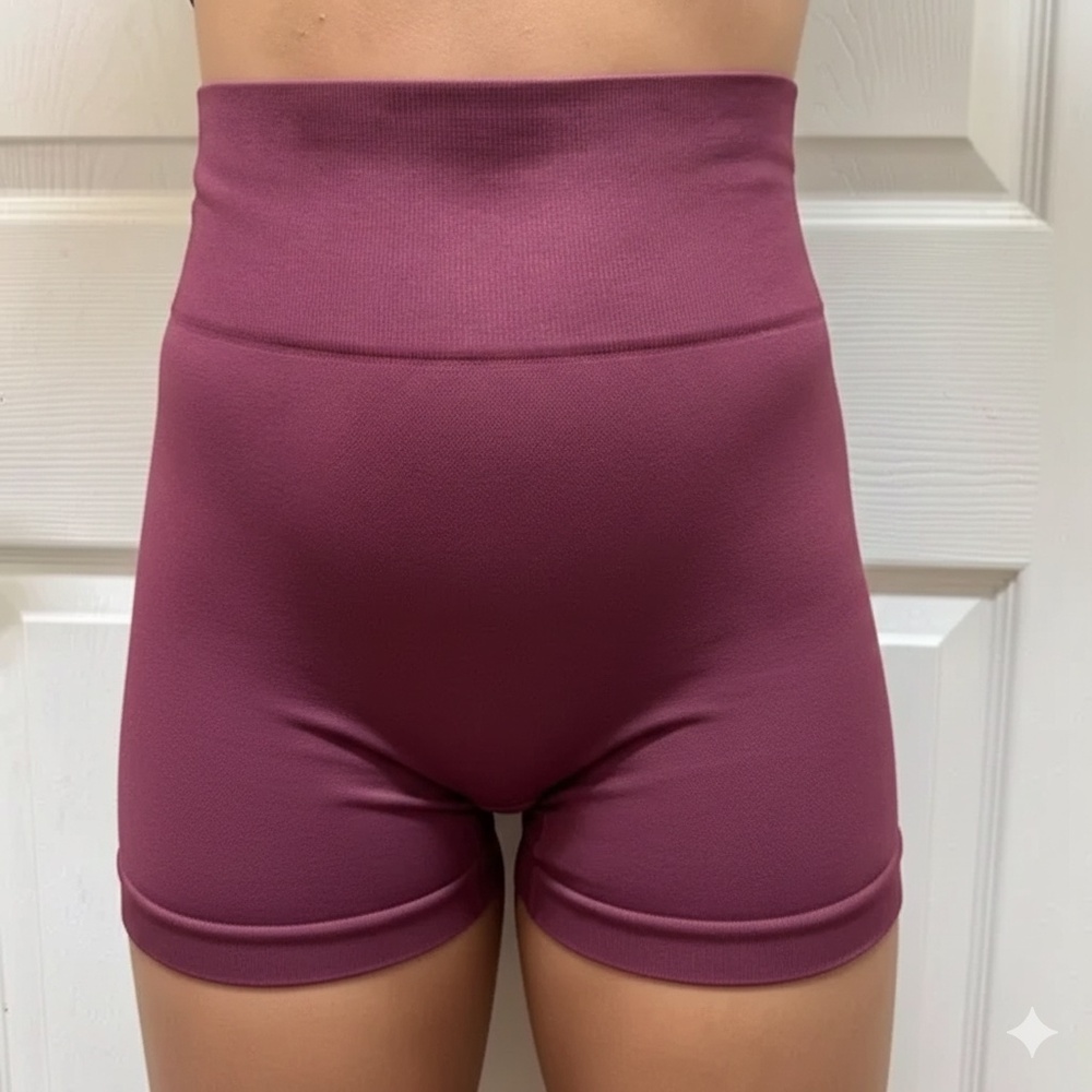 High-Waisted Purple / Burgundy Women's Athletic Scrunch Butt Gym Shorts